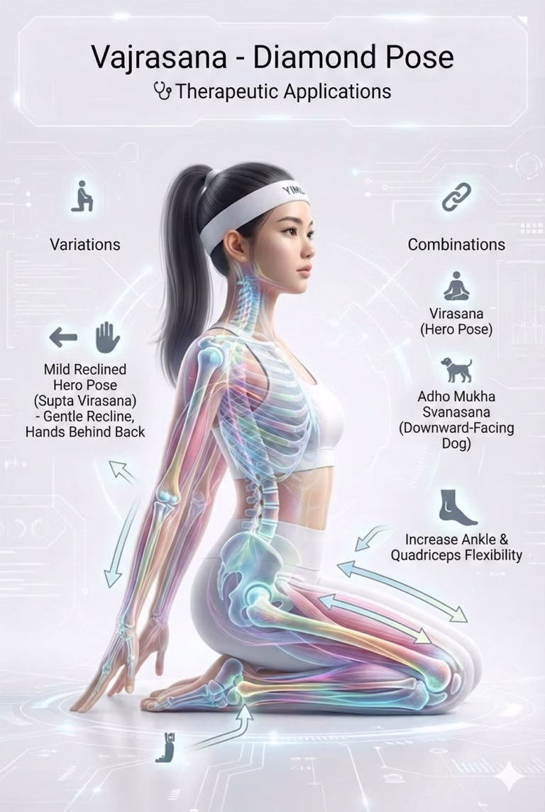 Vajrasana (Diamond Pose): Benefits, Biomechanics, and Safe Step-by-Step Guide for Beginners & Therapists