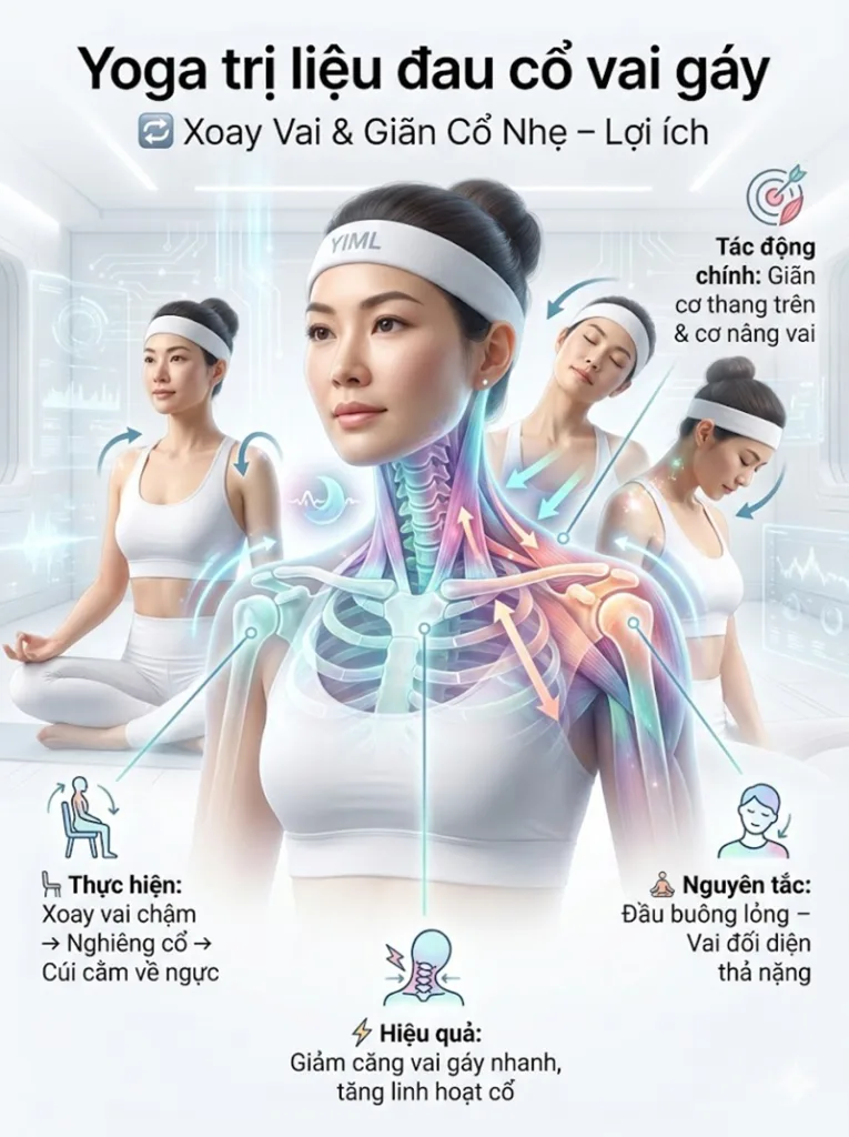 Bài tập Xoay vai và Kéo giãn Cổ Nhẹ nhàng trị liệu đau cổ vai gáy
