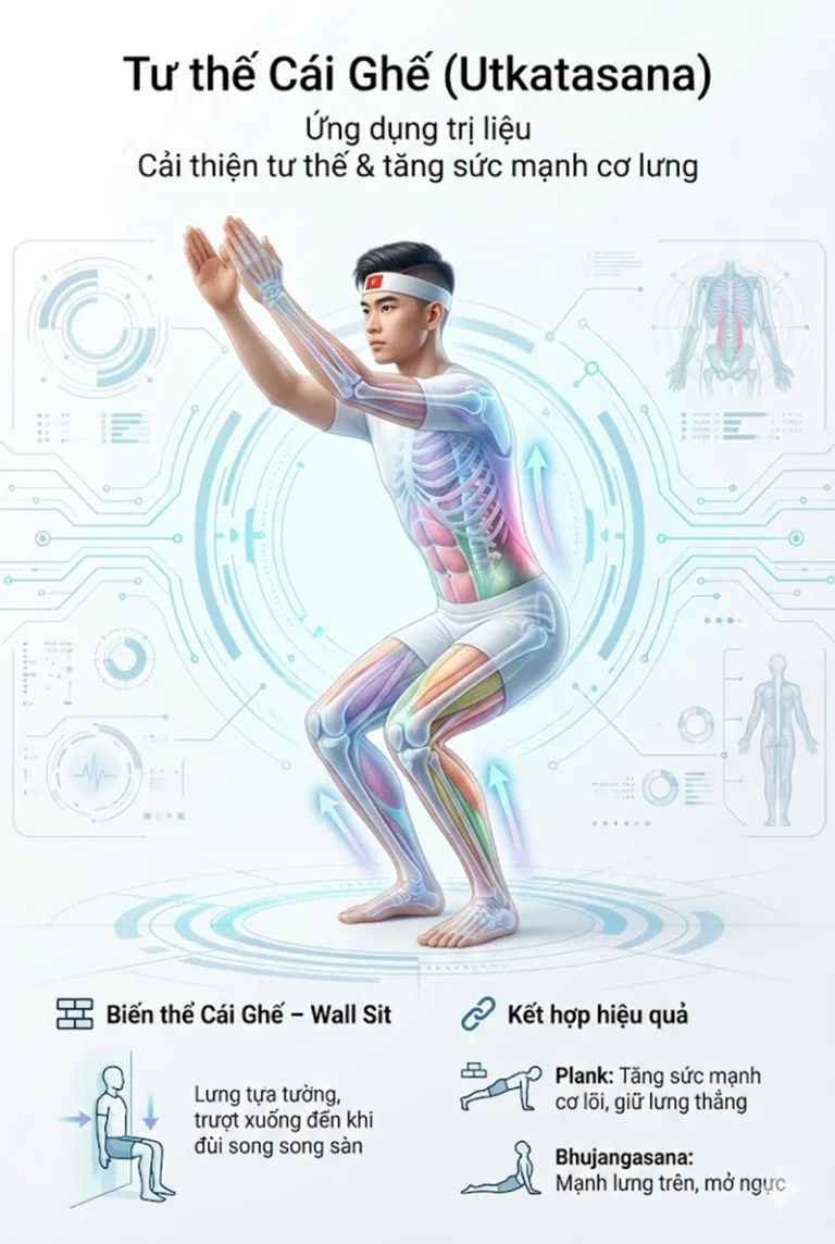 Phân tích tư thế cái Ghế Utkatasana: Giải phẫu, Lợi ích & Hướng dẫn chi tiết