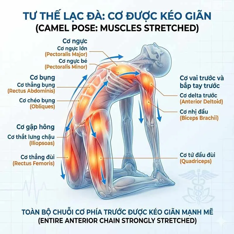 các cơ được kéo giãn trong tư thế lạc đà