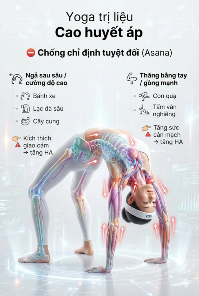 Chống chỉ định tuyệt đối Các Tư thế ngả sau sâu và cường độ cao cho người cao huyết áp