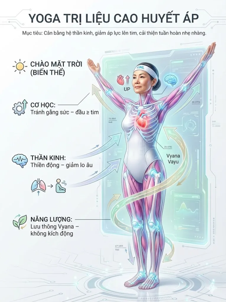 Chuỗi động tác này giúp lưu thông nhẹ nhàng Vyana Vayu (năng lượng tuần hoàn) ra khắp cơ thể, cải thiện dòng chảy năng lượng chung mà không gây kích động hệ thống.