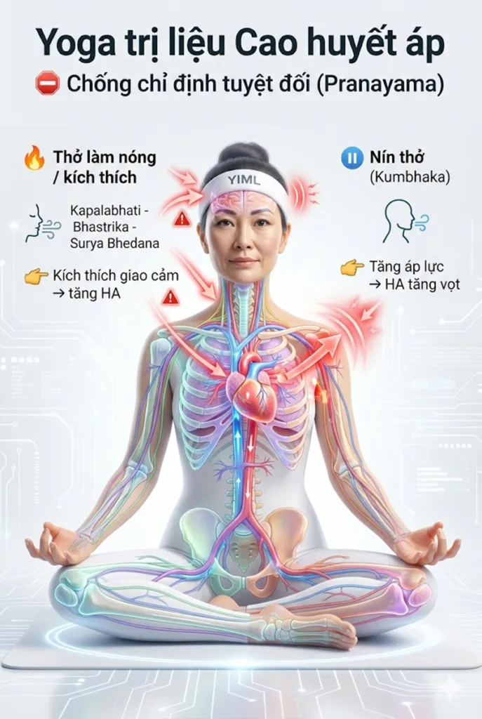 Chống chỉ định tuyệt đối Tất cả các Bài tập thở làm nóng & kích thích cho người cao huyết áp