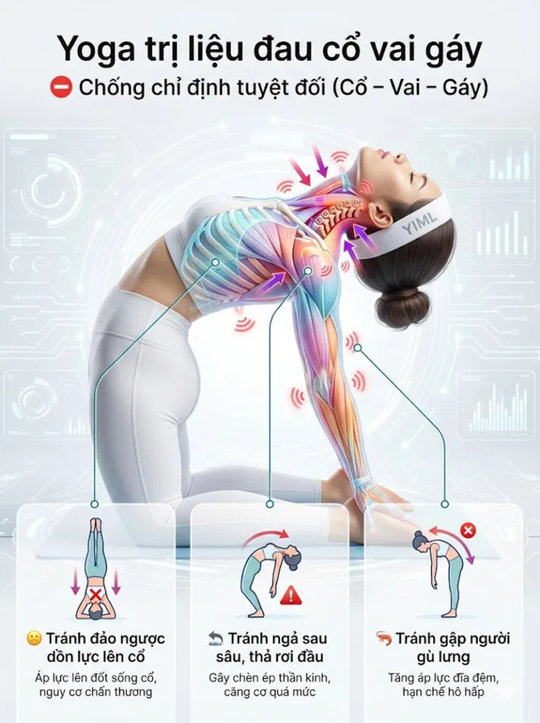 Chống chỉ định tuyệt đối Các Tư thế Ngả sau Sâu và Thả rơi Đầu với người đau cổ vai gáy
