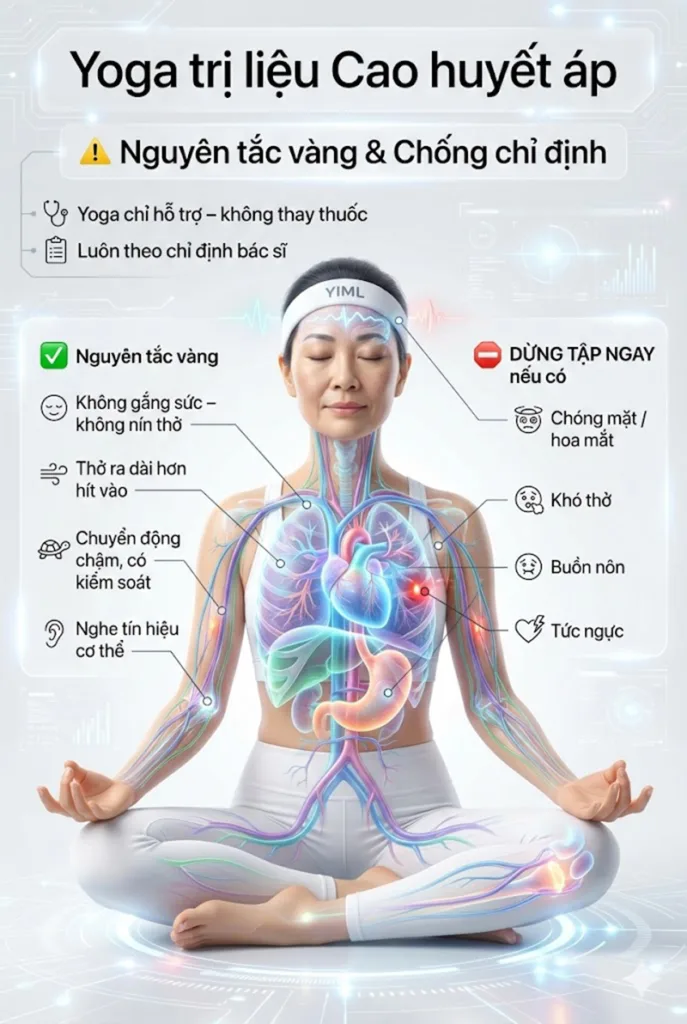 Nguyên tắc vàng & chống chỉ định tuyệt đối khi thực hành yoga dành cho người cao huyết áp