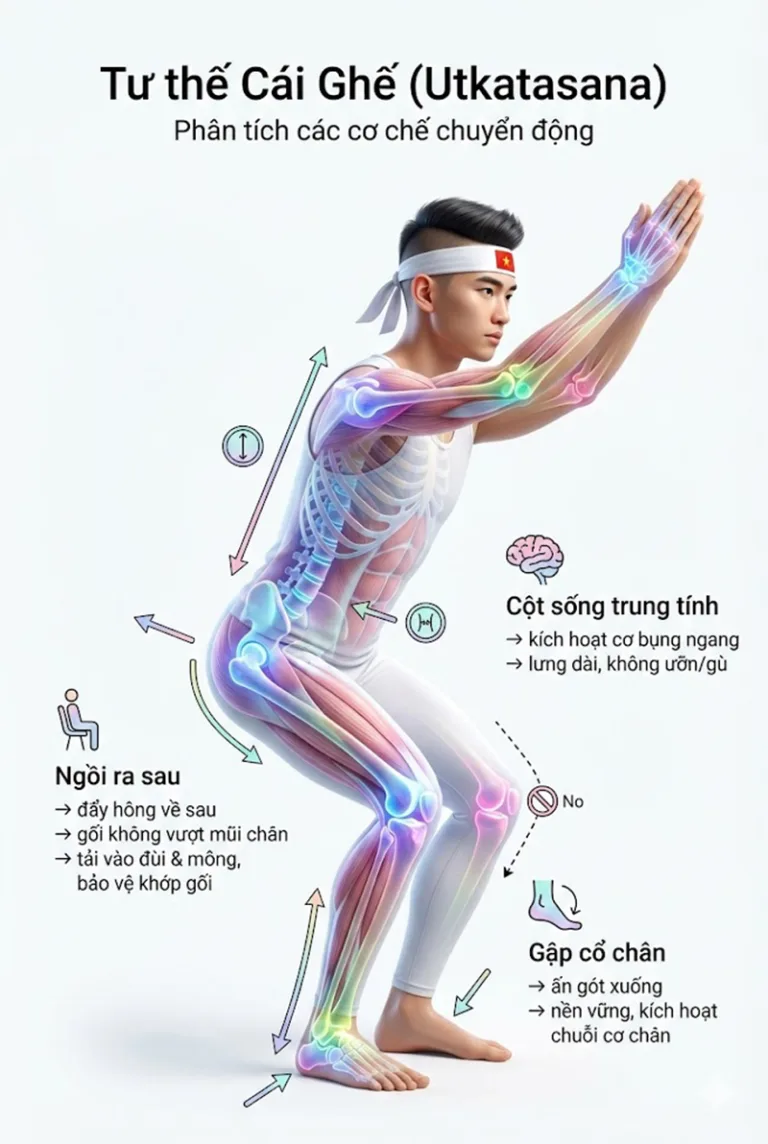 Phân tích tư thế cái Ghế Utkatasana: Giải phẫu, Lợi ích & Hướng dẫn chi tiết