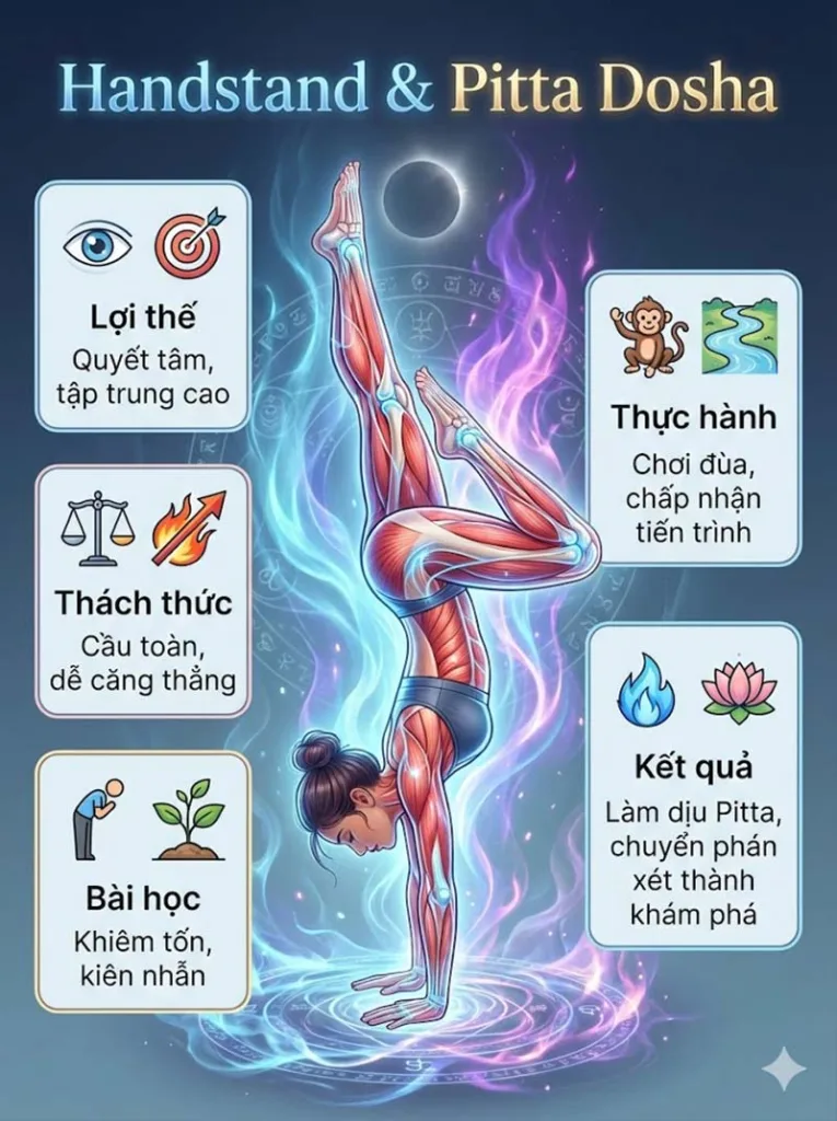 tác động của các tư thế handstand lên Pitta dosha