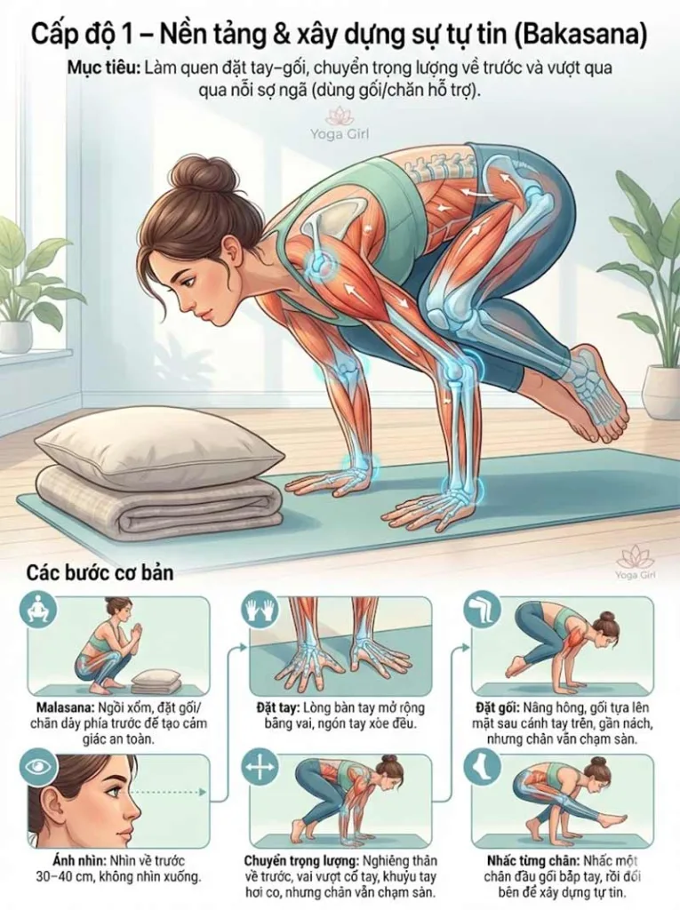 hướng dẫn thực hành tư thế con quạ cấp độ cơ bản