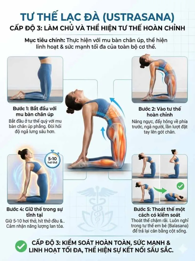 Hướng dẫn thực hiện tư thế Lạc Đà (Ustrasana)