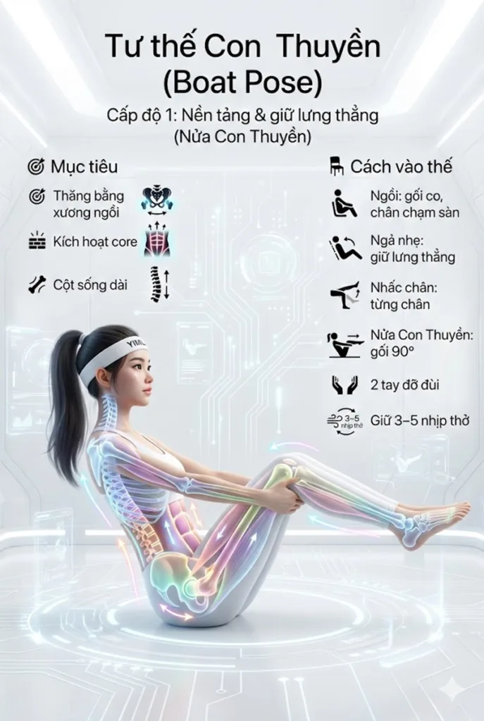 Hướng dẫn thực hiện tư thế con Thuyền (Paripurna Navasana) cấp độ cơ bản