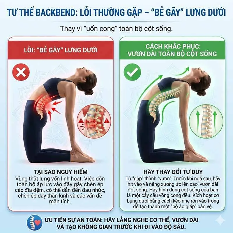 Lỗi 1: "Bẻ gãy" lưng dưới thay vì "uốn cong" toàn bộ cột sống.