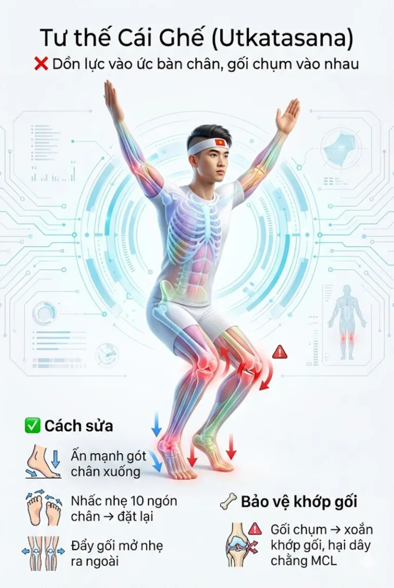 Phân tích tư thế cái Ghế Utkatasana: Giải phẫu, Lợi ích & Hướng dẫn chi tiết