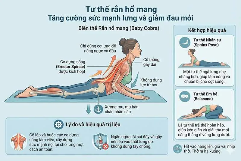 tác dụng giảm đau lưng của tư thế rắn hổ mang