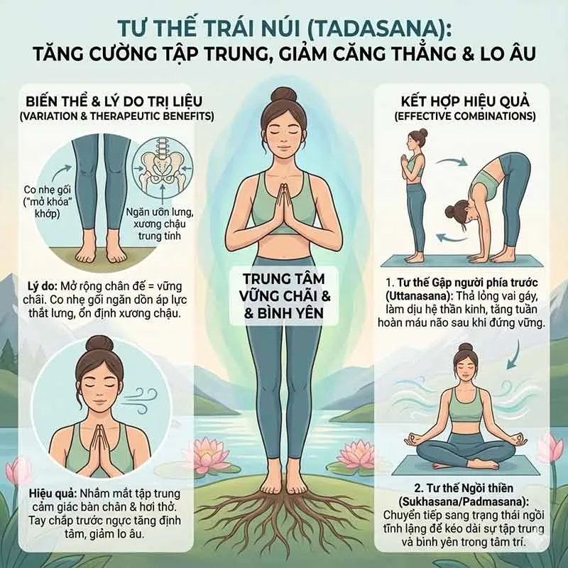 ứng dụng tư thế trái núi trong việc giảm căng thẳng và lo âu