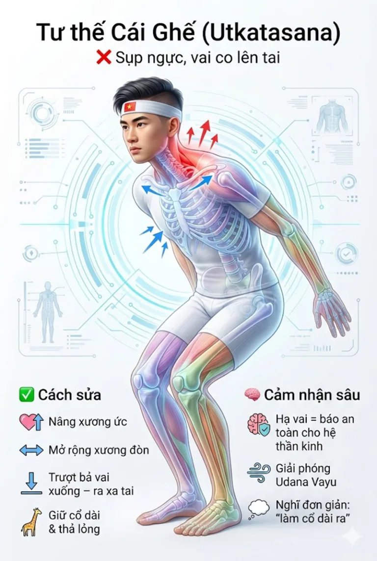 Phân tích tư thế cái Ghế Utkatasana: Giải phẫu, Lợi ích & Hướng dẫn chi tiết