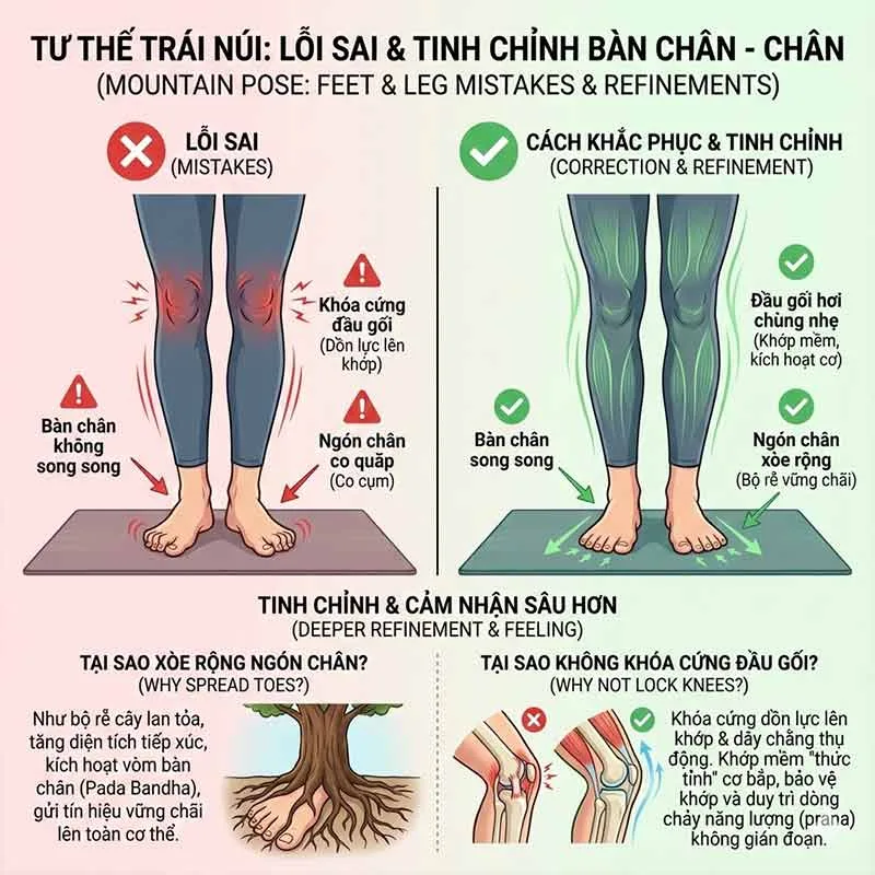 lỗi sai liên quan tới bàn chân tư thế trái núi