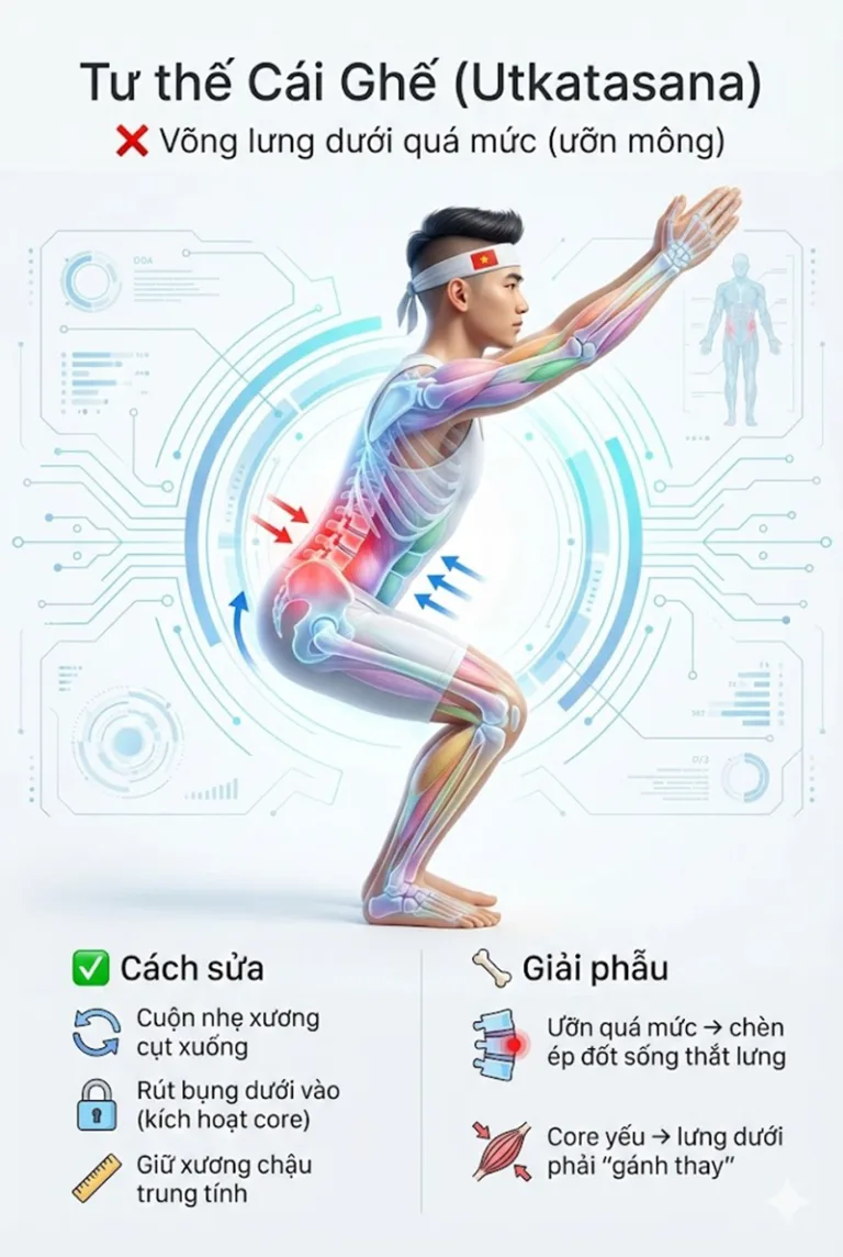 Phân tích tư thế cái Ghế Utkatasana: Giải phẫu, Lợi ích & Hướng dẫn chi tiết