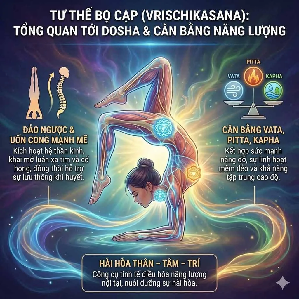 Tác động của Tư thế Bọ Cạp (Scorpion Pose - Vrischikasana) tới Dosha như thế nào