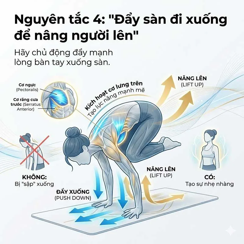 nguyên tắcĐẩy sàn đi xuống để nâng người lên trong tư thế thăng bằng