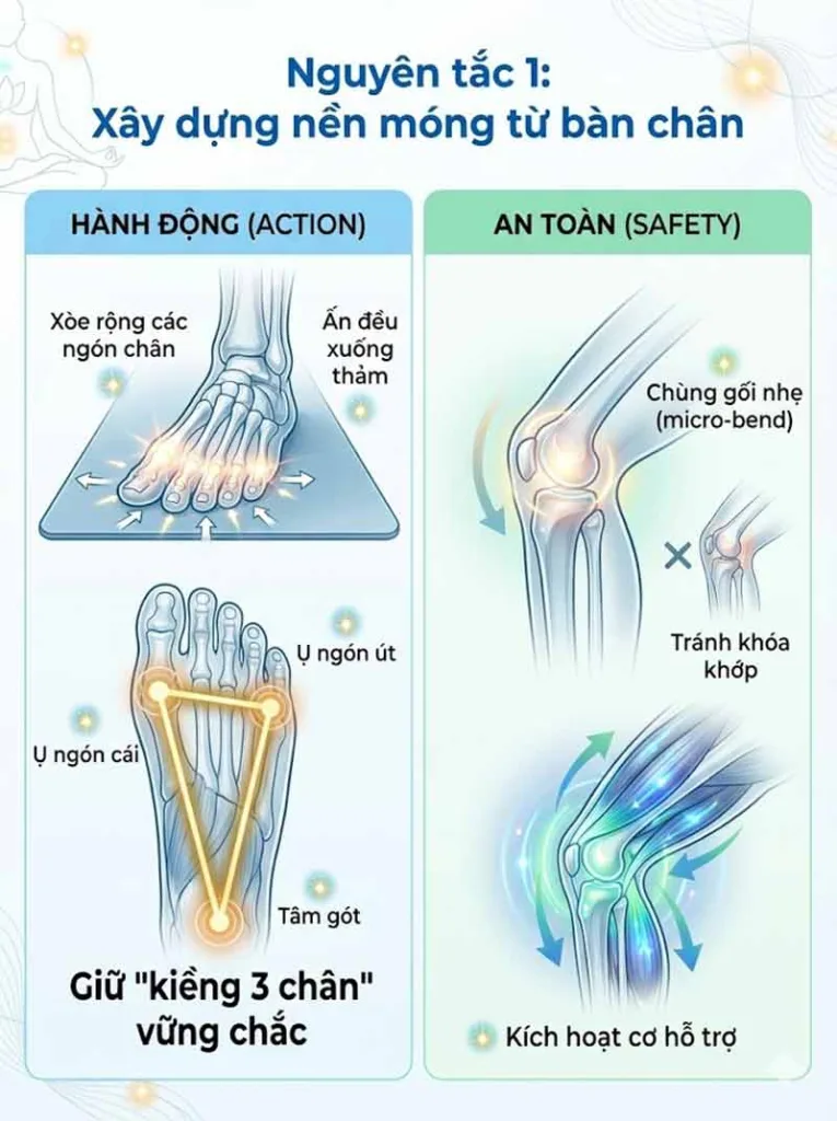 Xây dựng nền móng vững chắc từ bàn chân trong các tư thế thăng bằng