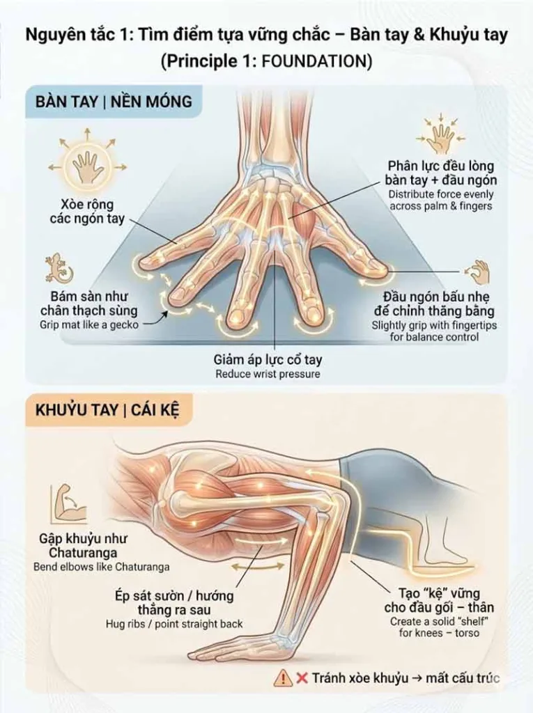 nguyên tắc bàn tay trong các tư thế thăng bằng tay