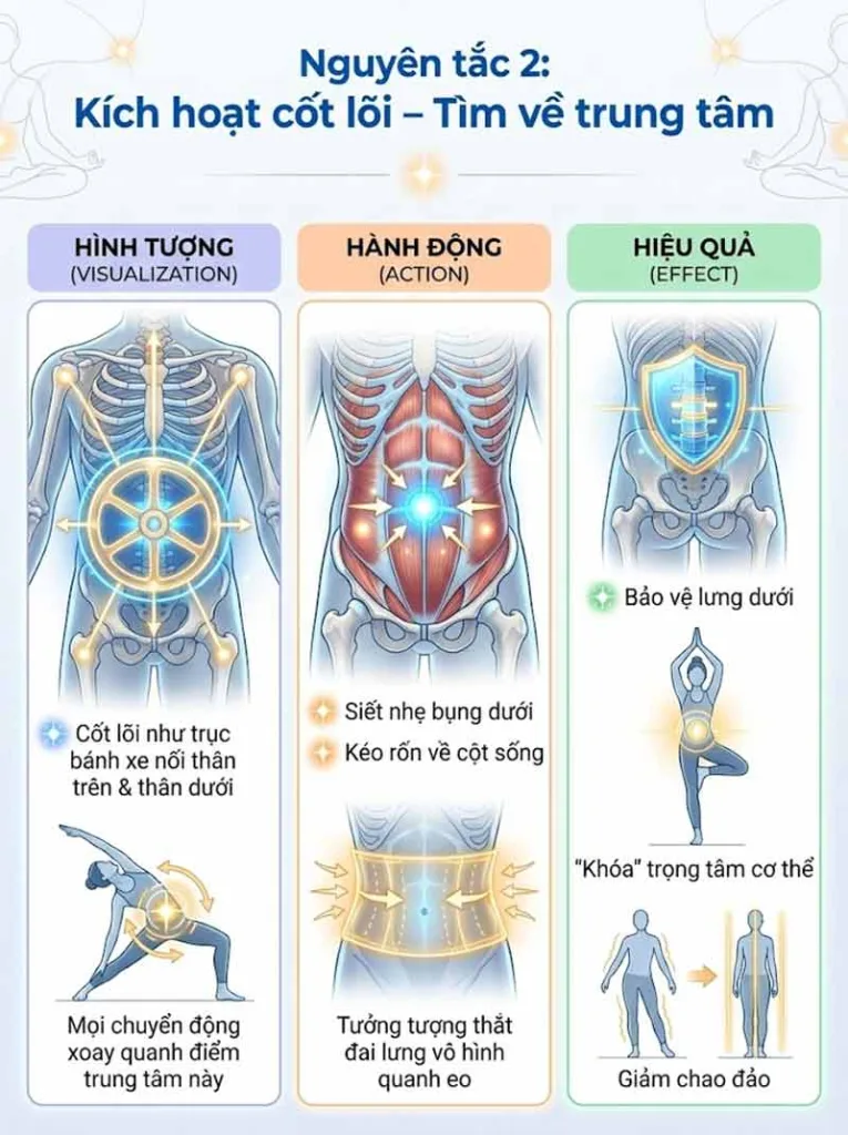 nguyên tắc kích hoạt cơ lõi trong các tư thế thăng bằng