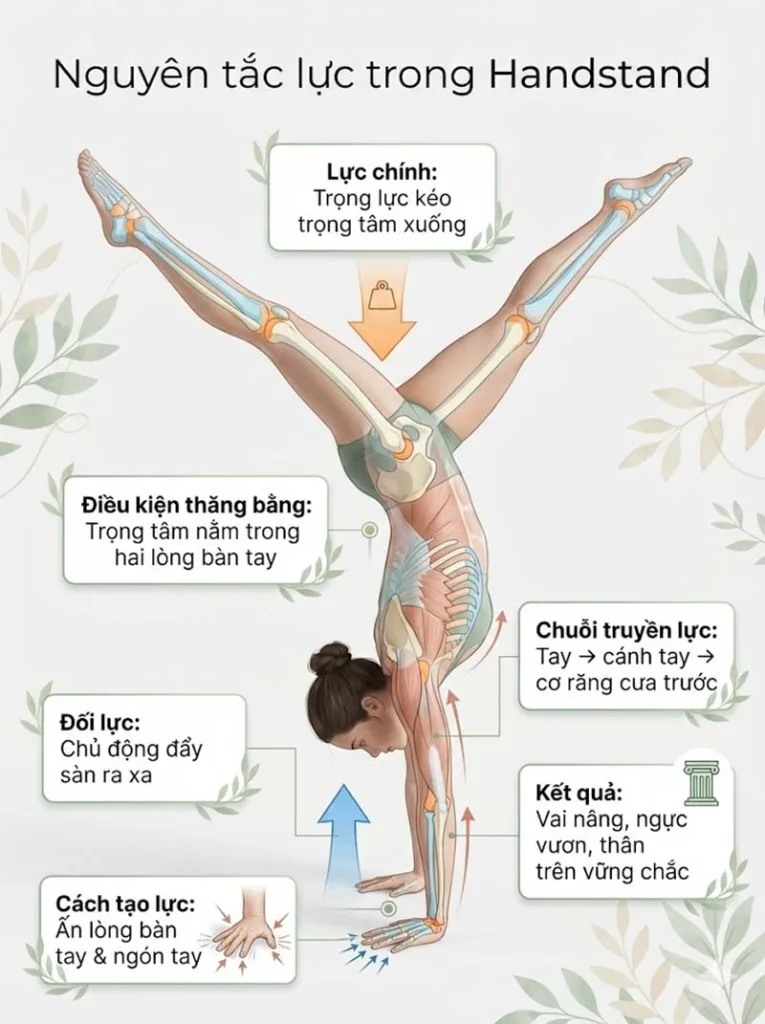 Nguyên tắc về lực và đối lực trong các tư thế handstand