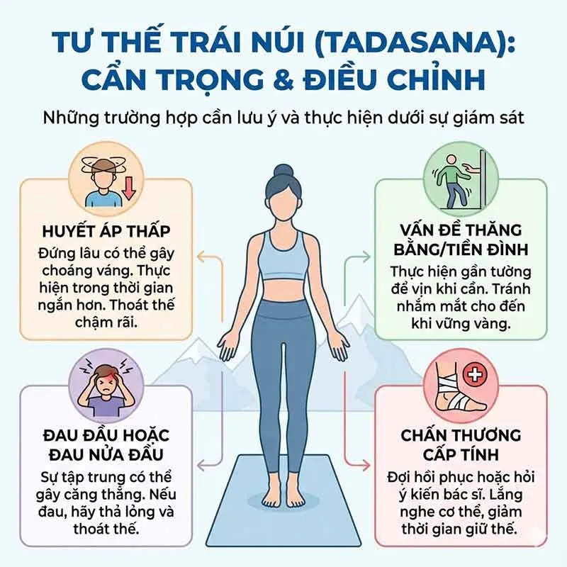 Những trường hợp cần cẩn trọng hoặc điều chỉnh trong tư thế trái núi