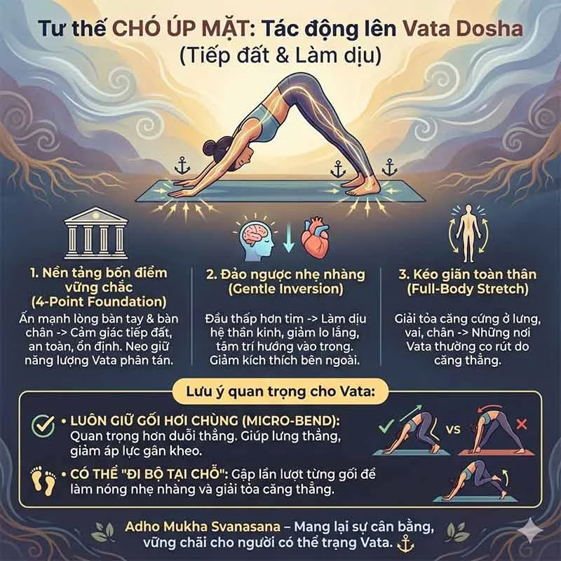 cách tập tư thế chó úp mặt cho người có vata dosha