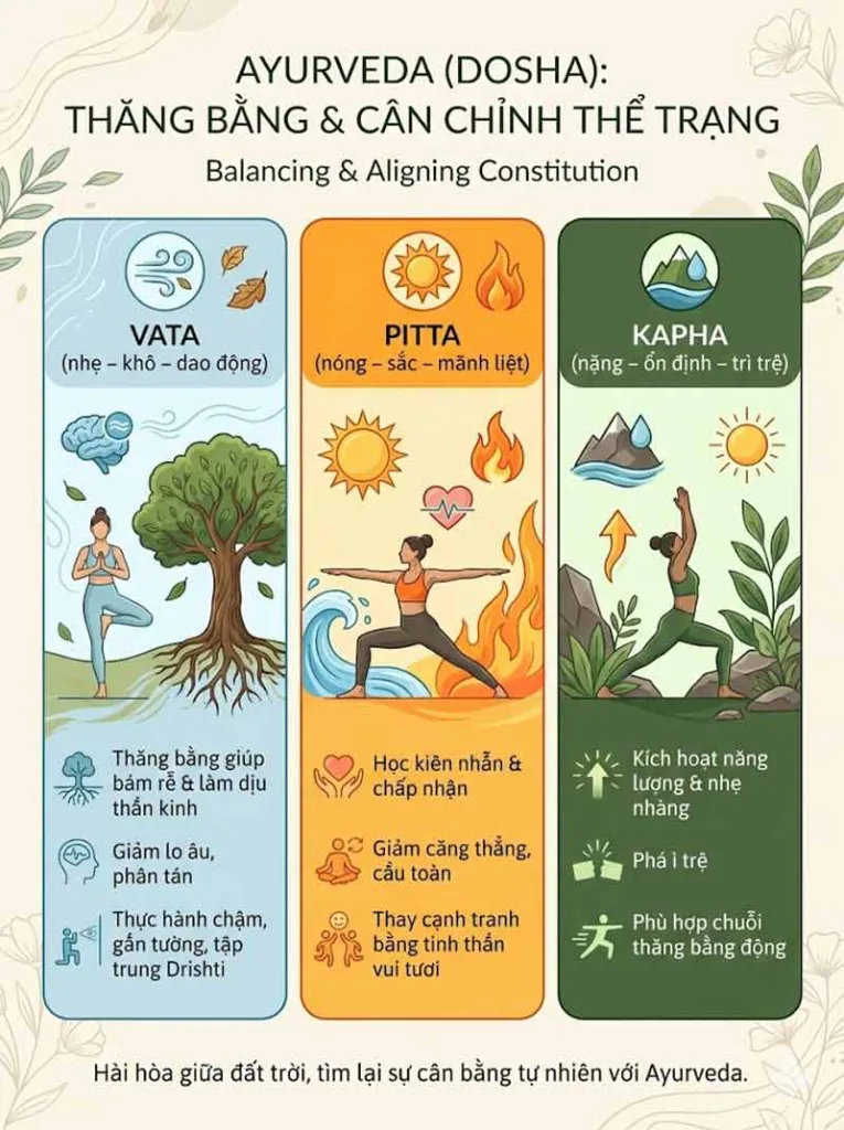 tác động của các tư thế thăng bằng tới dosha