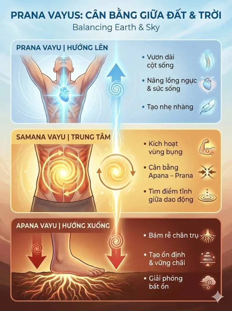 tác động của các tư thế thăng bằng tới Prana Vayus