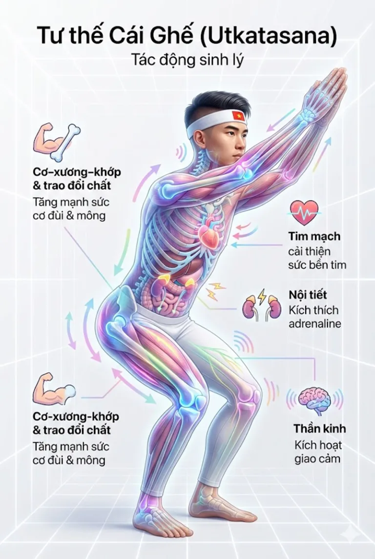 Phân tích tư thế cái Ghế Utkatasana: Giải phẫu, Lợi ích & Hướng dẫn chi tiết