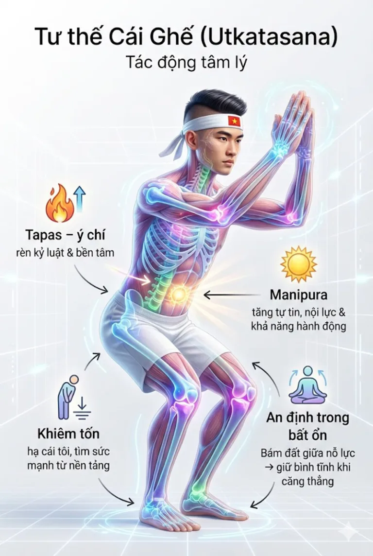 Phân tích tư thế cái Ghế Utkatasana: Giải phẫu, Lợi ích & Hướng dẫn chi tiết