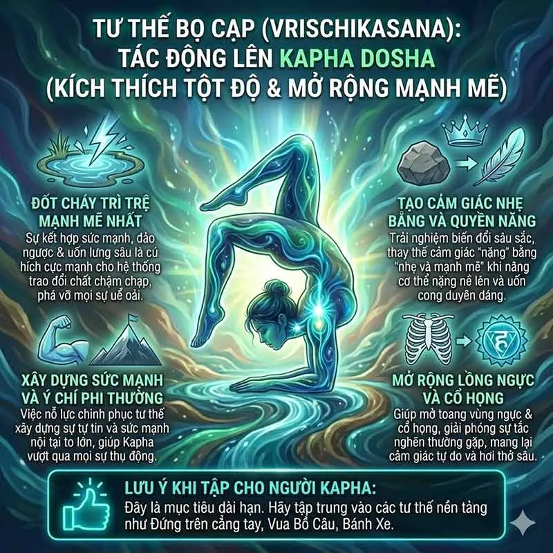 tác động của tư thế bọ cạp tới kapha Dosha