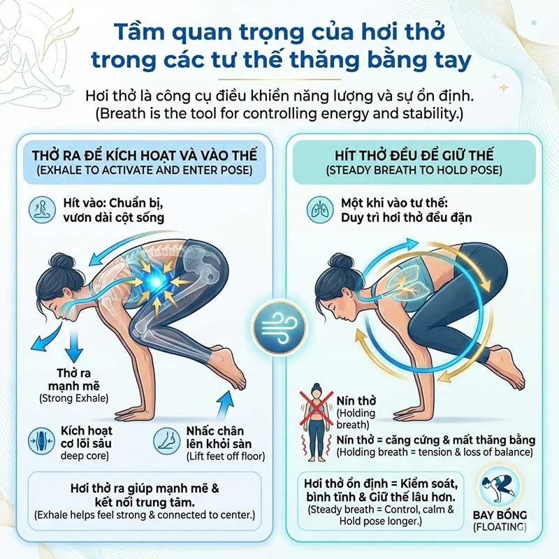 cách giữ hơi thở trong các tư thế thăng bằng tay