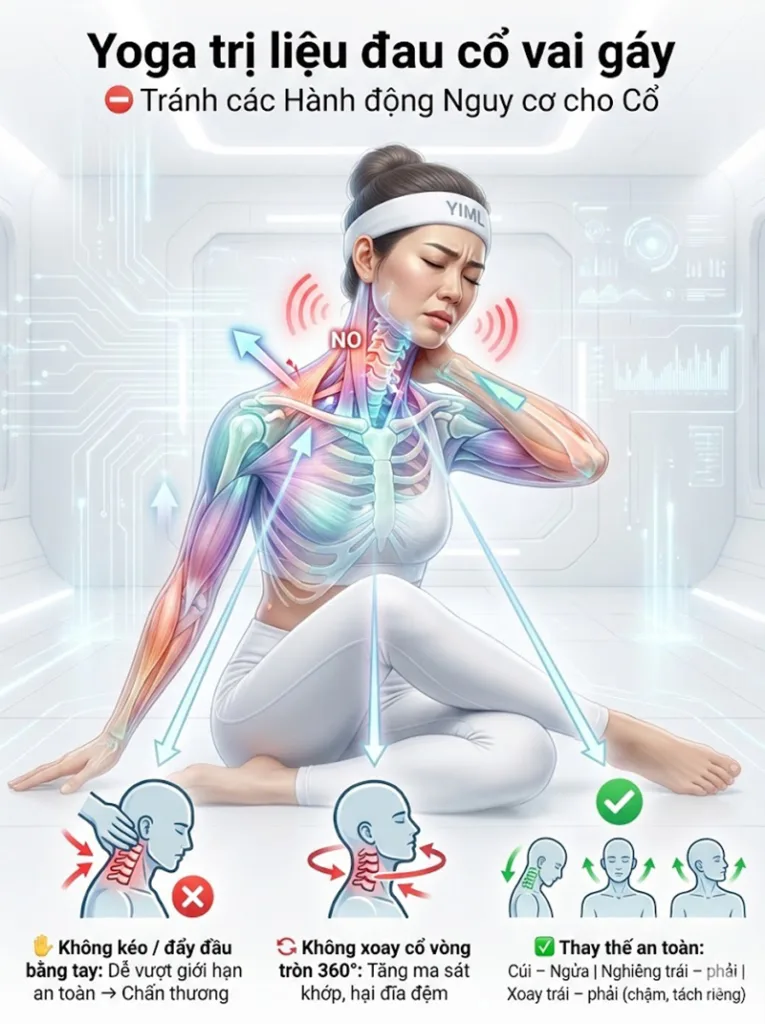Chống chỉ định tuyệt đối hành động xoay đầu 360 độ với người đau cổ vai gáy