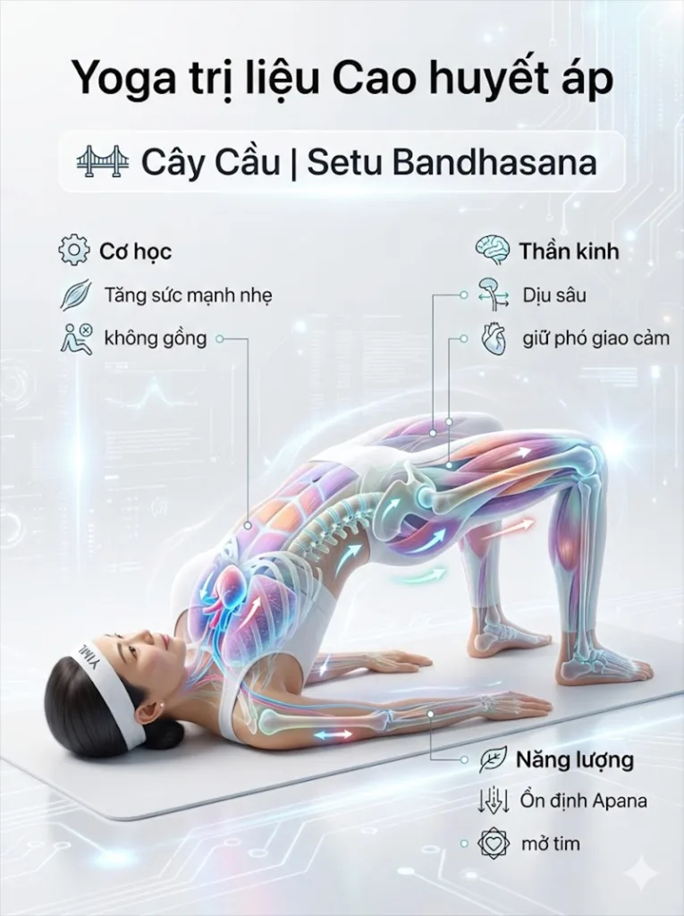 Tư thế cây cầu rất tốt cho người có vấn đề về huyết áp cao