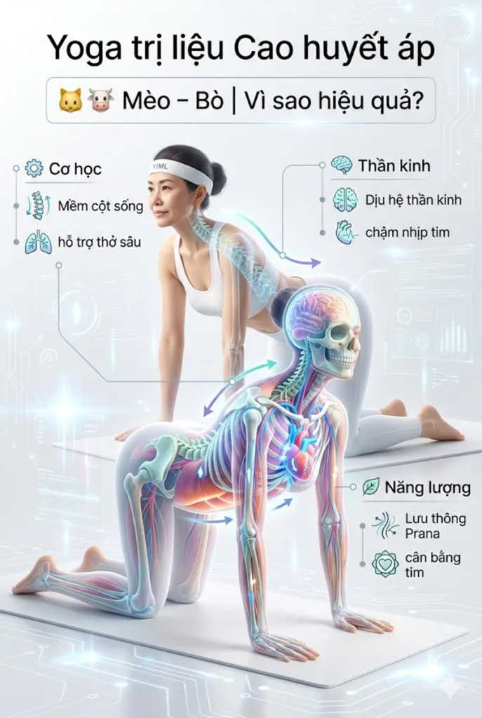 Tư thế mèo bò cho người cao huyết áp