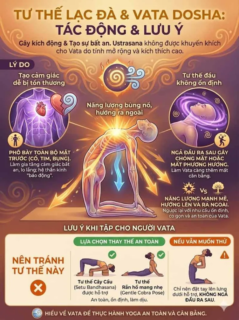  Tác động của tư thế lạc đà lên Vata Dosha (Gây kích động & Tạo sự bất an)