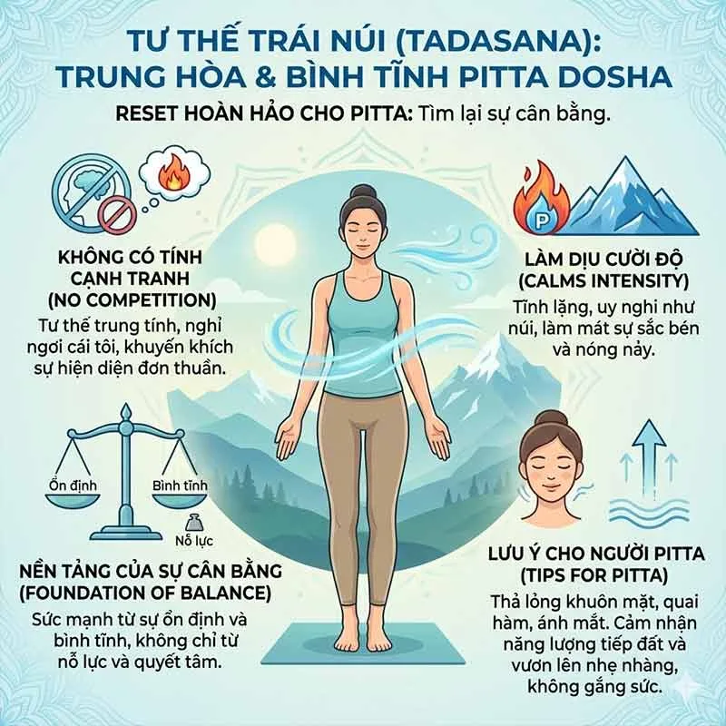 tư thế trái núi cân bằng cho người pitta dosha