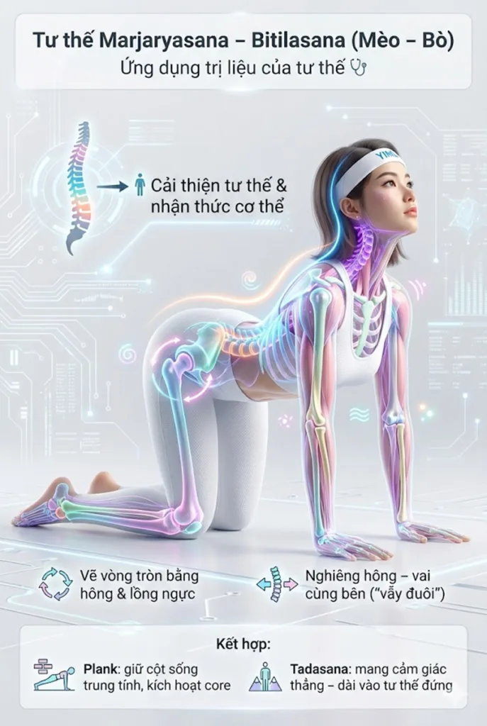 tác dụng Cải thiện tư thế và nhận thức về cơ thể tư thế mèo bò