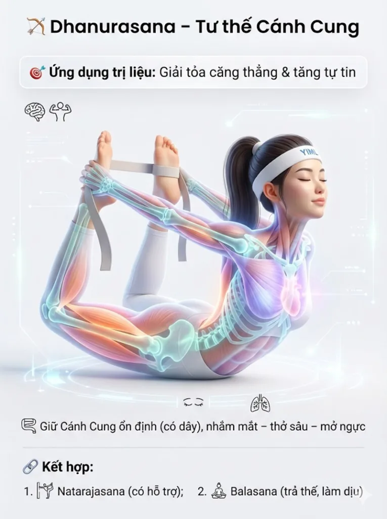 Ứng dụng trị liệu của tư thế cánh cung trong việc Giải tỏa căng thẳng, tăng năng lượng và sự tự tin