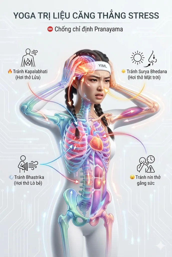 Các Pranayama (Hơi thở) Chống chỉ định tuyệt đối khi thực hành yoga giảm căng thẳng