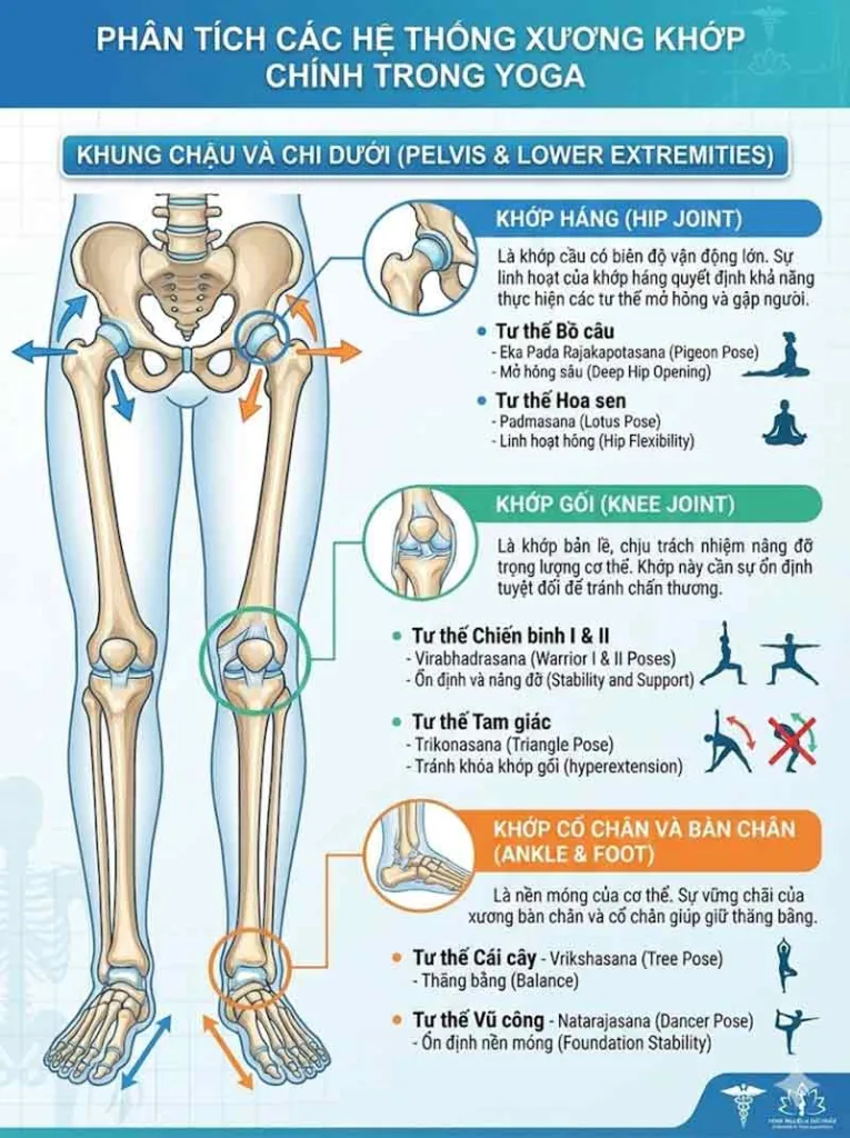 các khớp chính được tác động khi tập yoga