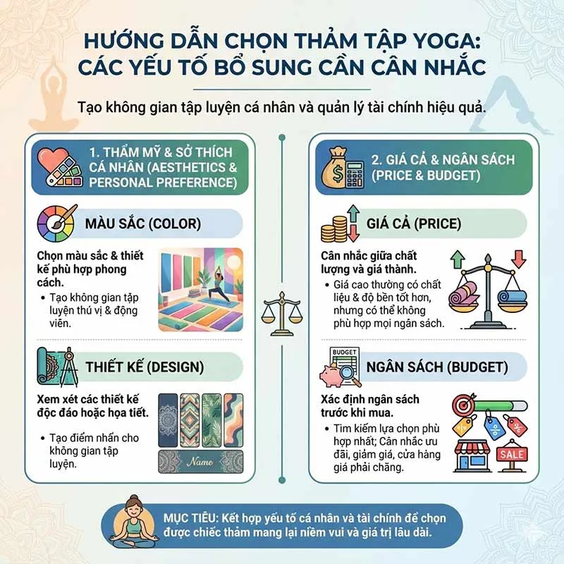 các yếu tố về giá cả và thẩm mỹ khi lựa chọn thảm tập yoga