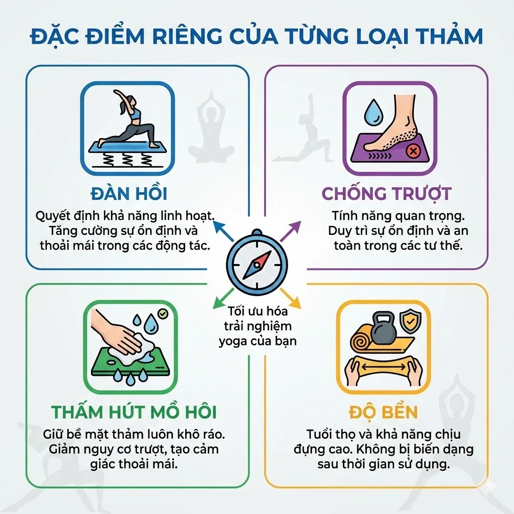 các tiêu chí đánh giá khi lựa chọn thảm tập yoga