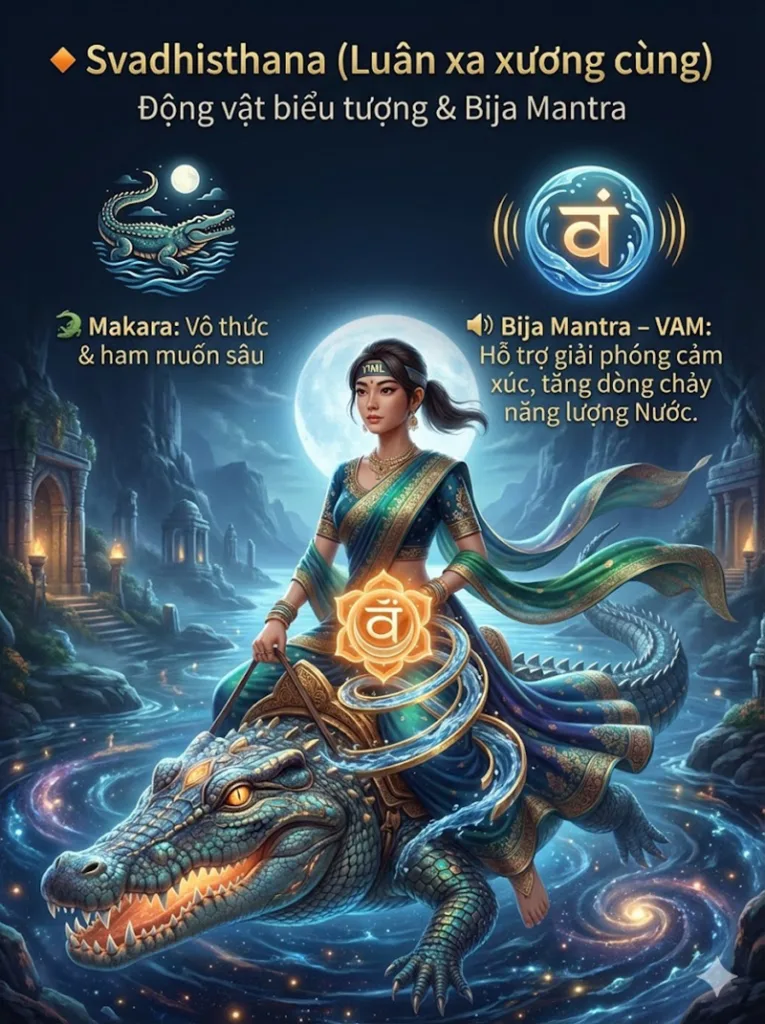 Động vật tượng trưng và Bija Mantra của luân xa xương cùng