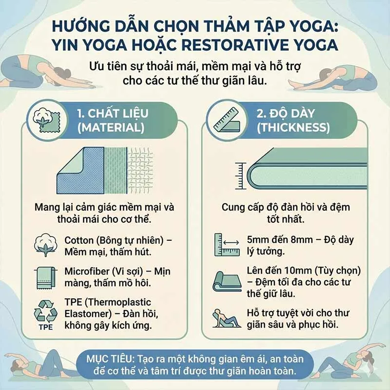 Hướng dẫn chọn thảm tập Yoga cho Yin Yoga hoặc Restorative Yoga
