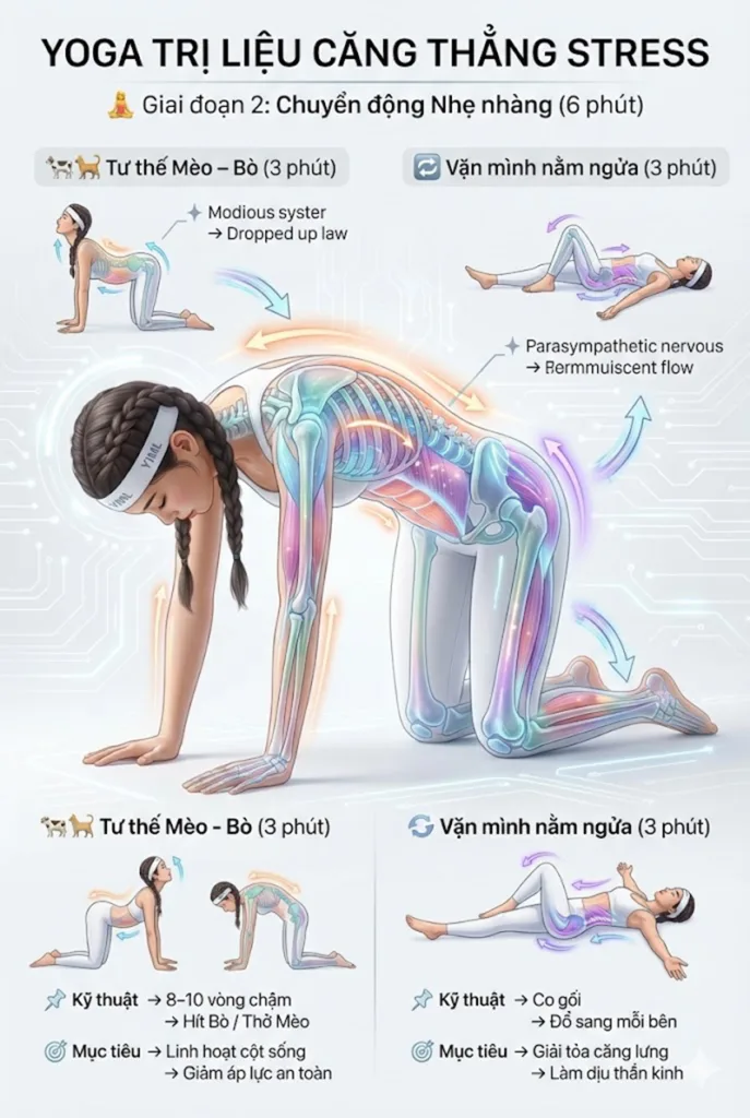 Giai đoạn 2: Chuyển động Nhẹ nhàng (6 phút) để giảm stress