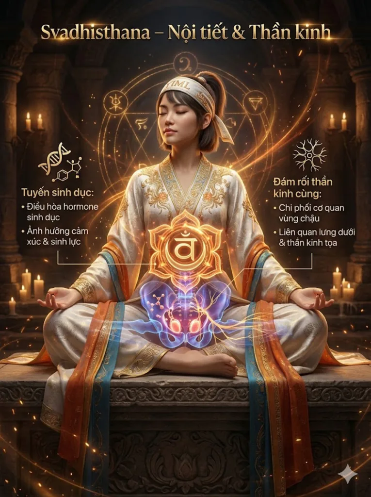 Các cơ quan và bộ phận tương ứng của luân xa xương cùng